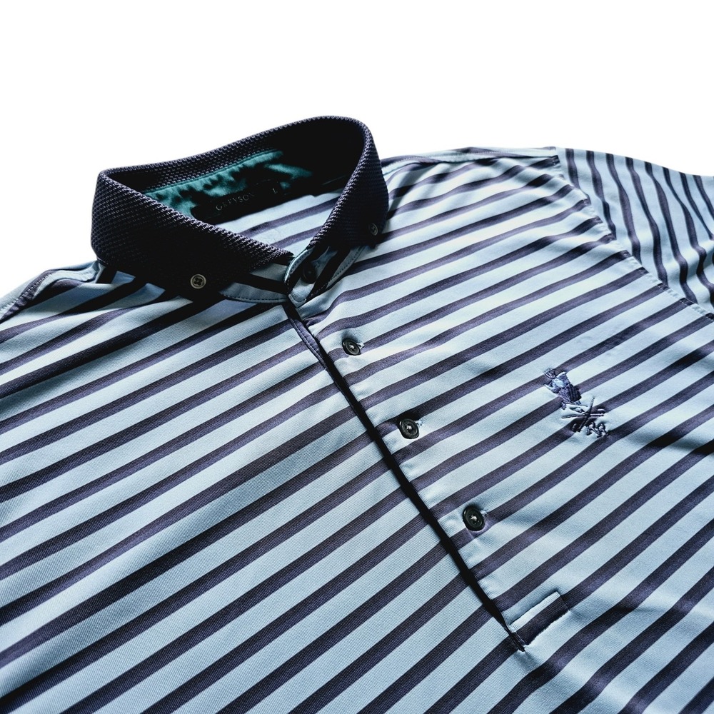 Greyson Blue Striped Athletic‎ Golf Performance Polo Shirt Mens Large